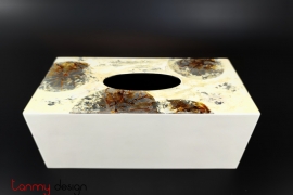 Cream tissue box hand-painted with lotus leaf 12*25cm